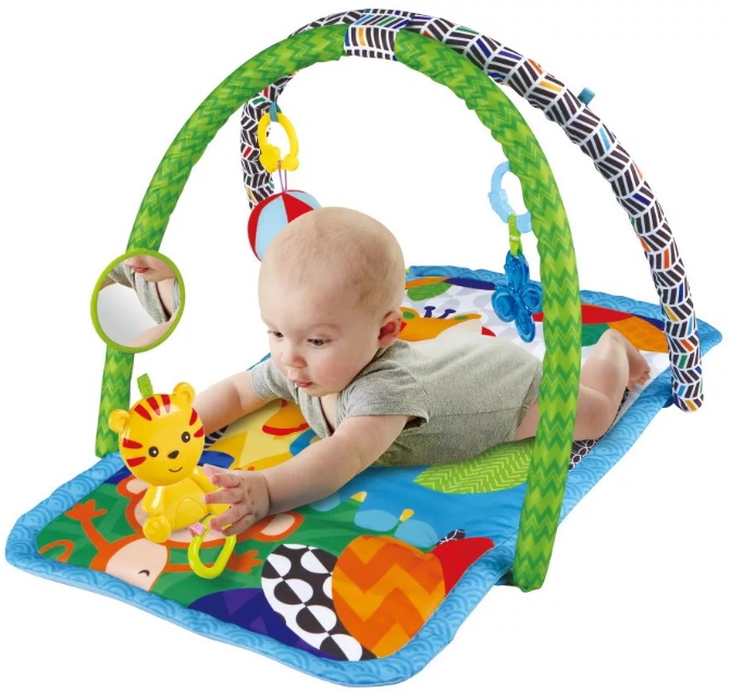 Mengga Hrací deka s hrazdou Půvabná Zoo modrá 1